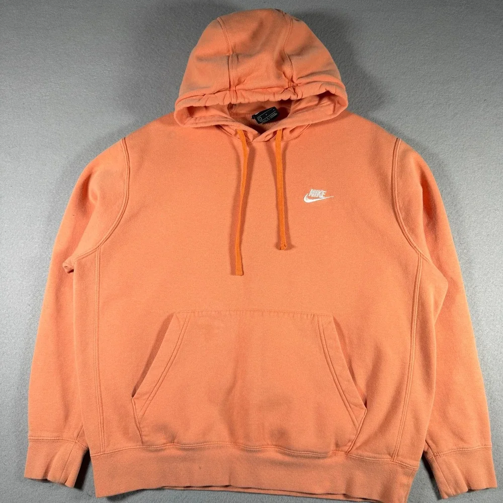 Nike Mens Club Fleece Pullover Hoodie Orange BV2654-871 Size L Sportswear
